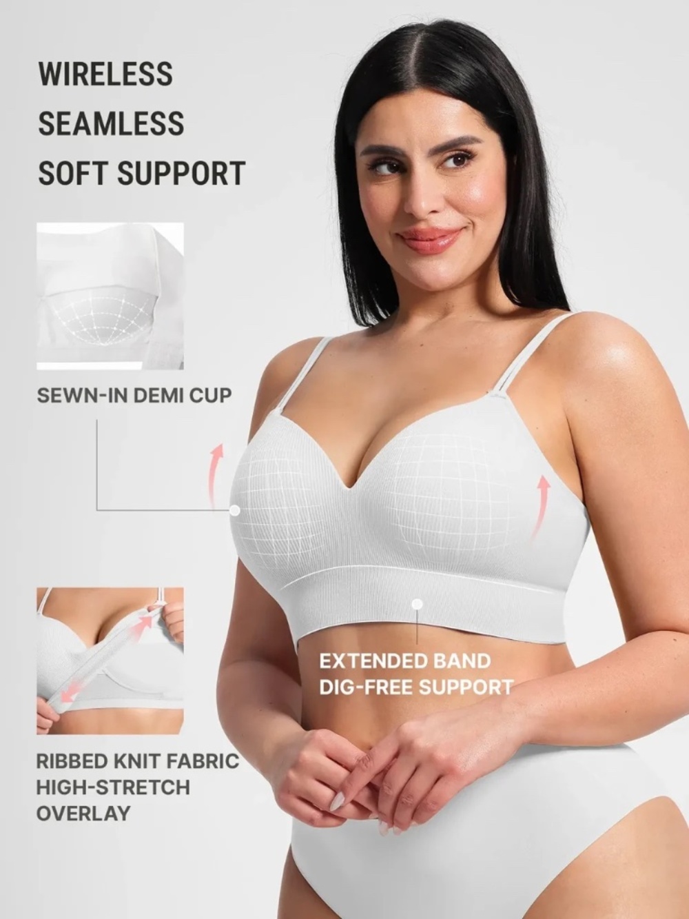 Wireless Ribbed Bra (Size M) - Picture 5 of 13